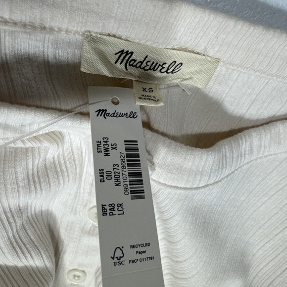 Madewell Flared-Sleeve Cardigan Sweater Top XS Beige Button Up Crew Neck Ribbed - Picture 4 of 14
